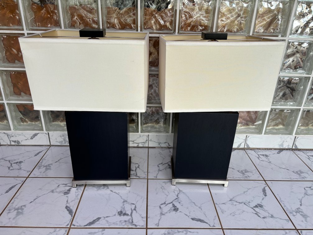 Pair of Vintage Matte Black Table Lamps