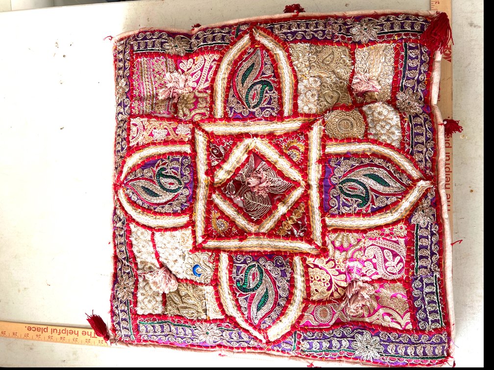 Embroidered Floor Cushion with Tassels