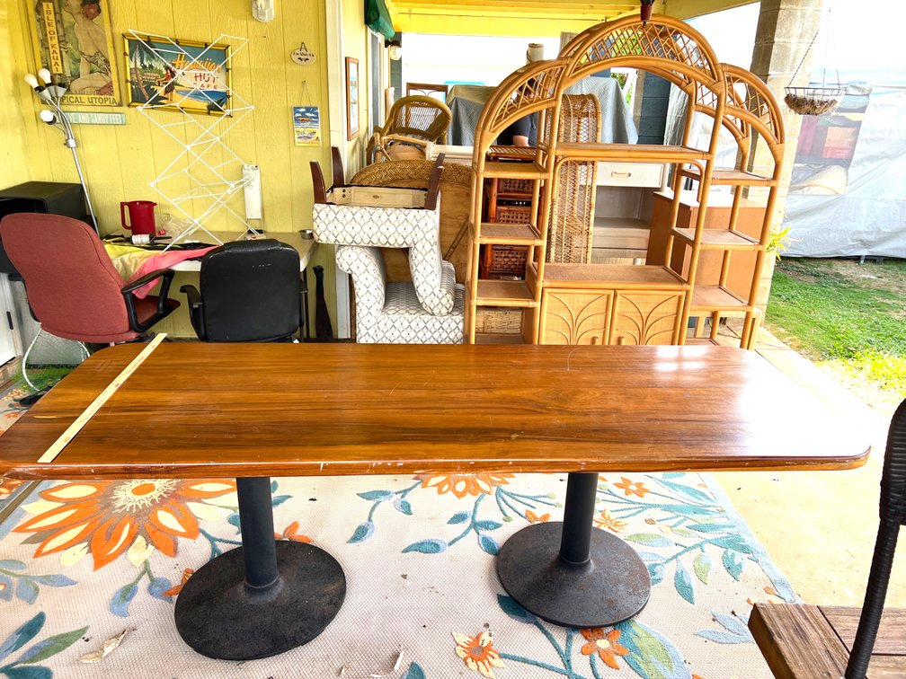 Solid Wood Table with Dual Pedestal Bases