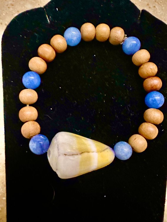 Hawaiian shell stone and wood bead bracelet
