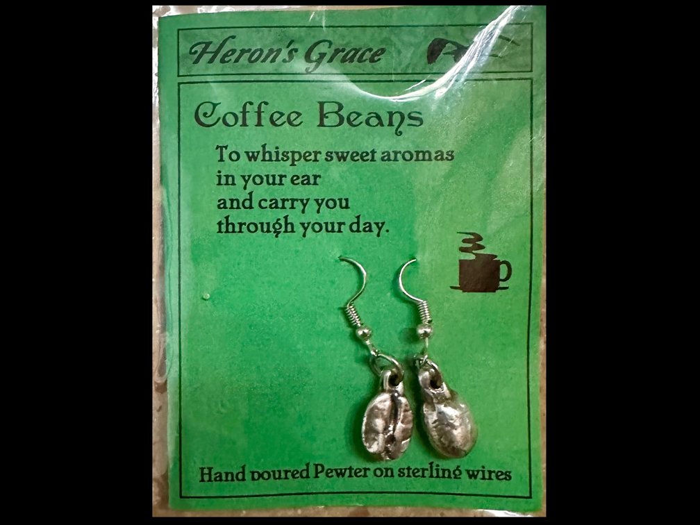 Pewter and Silver Coffee Bean Earrings by Heron’s Grace