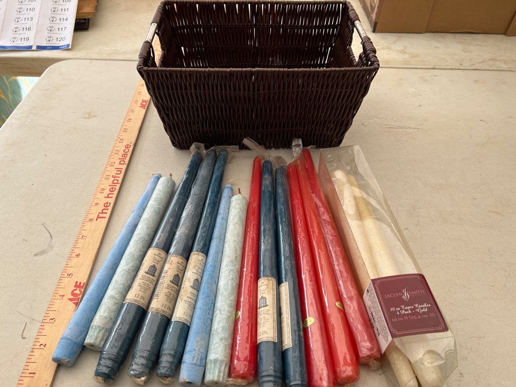 Basket of Assorted Taper Candles