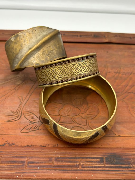 Trio of Brass & Bronze Bracelets
