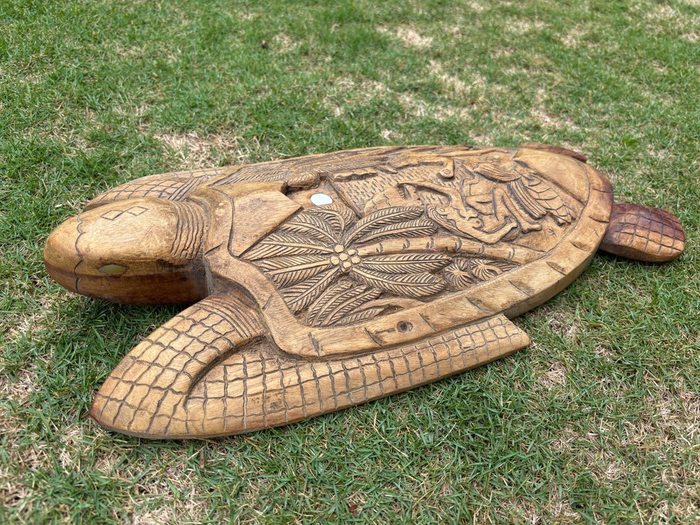 Intricately Carved Honu Sea Turtle Art Piece Signed PH