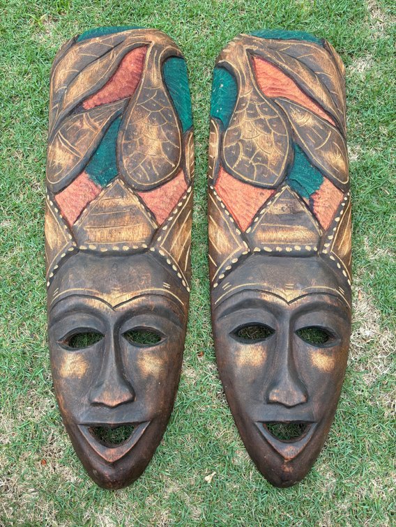 (X’s 2) Carved Wooden African Mask Decor