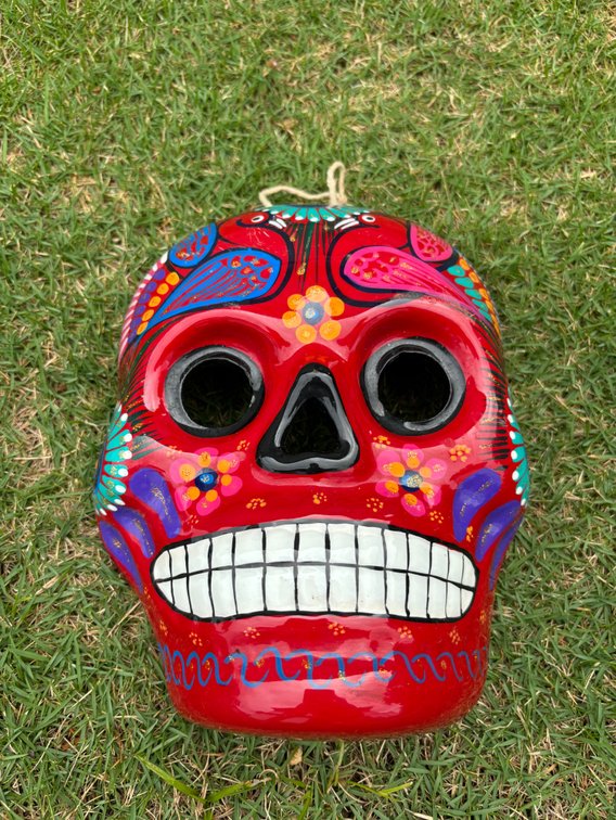Brightly Painted Ceramic Skull Mask