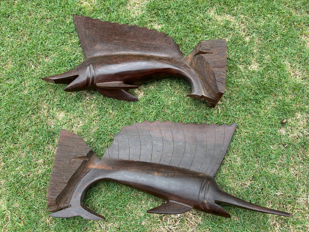 Hand Carved Wooden Sail Fish Figurines 