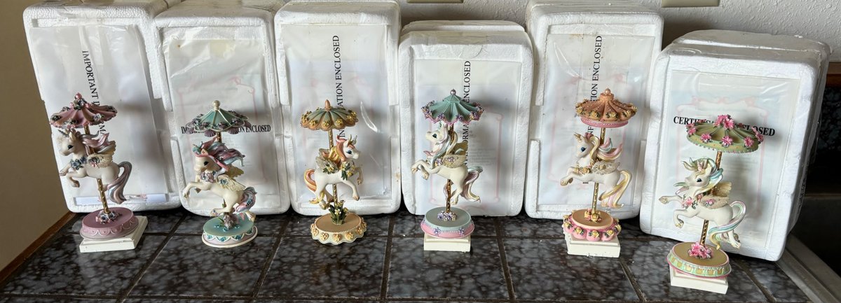The Hamilton Collection Unicorn Figurines Carousel of Love Collection