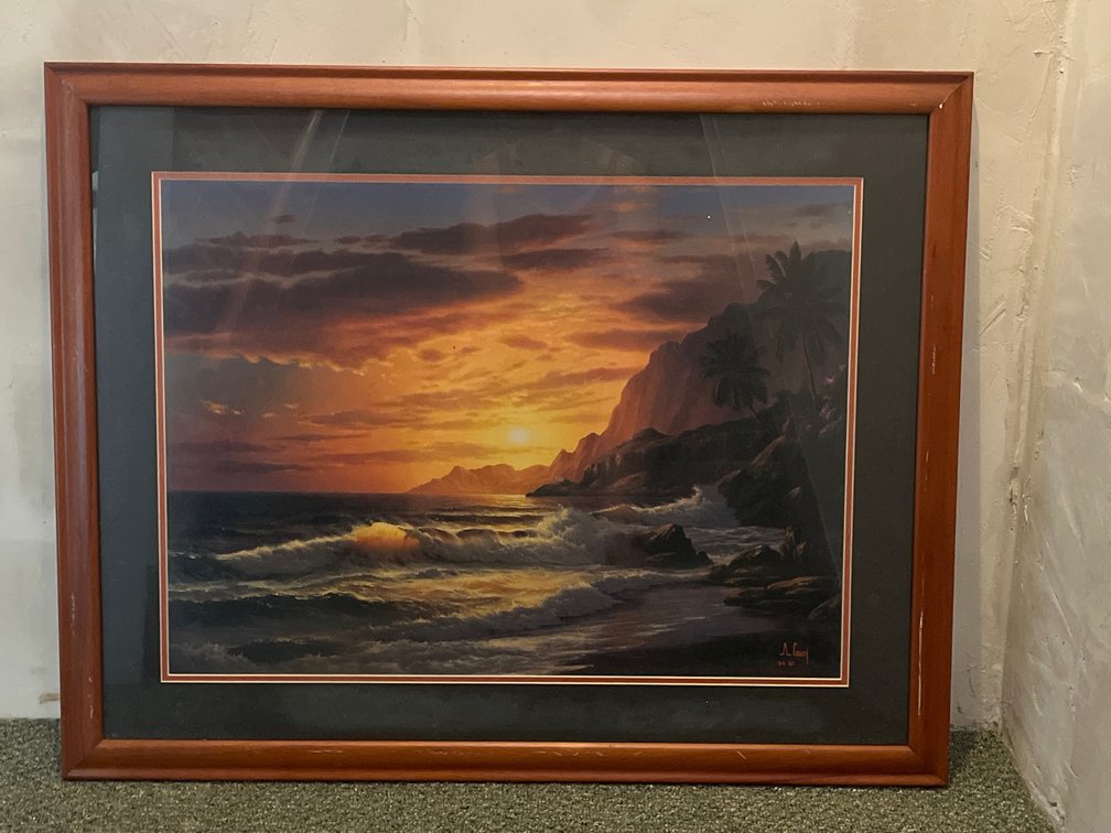 Wood Framed Hawaiian Sunset Scene