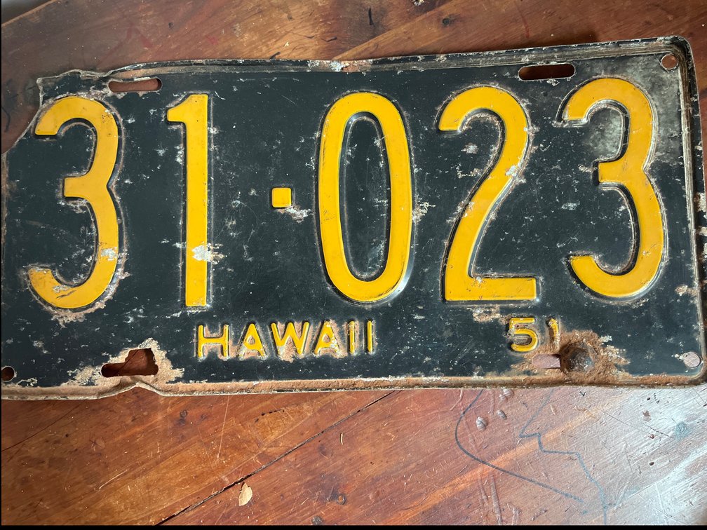 Old Hawaii License Plate