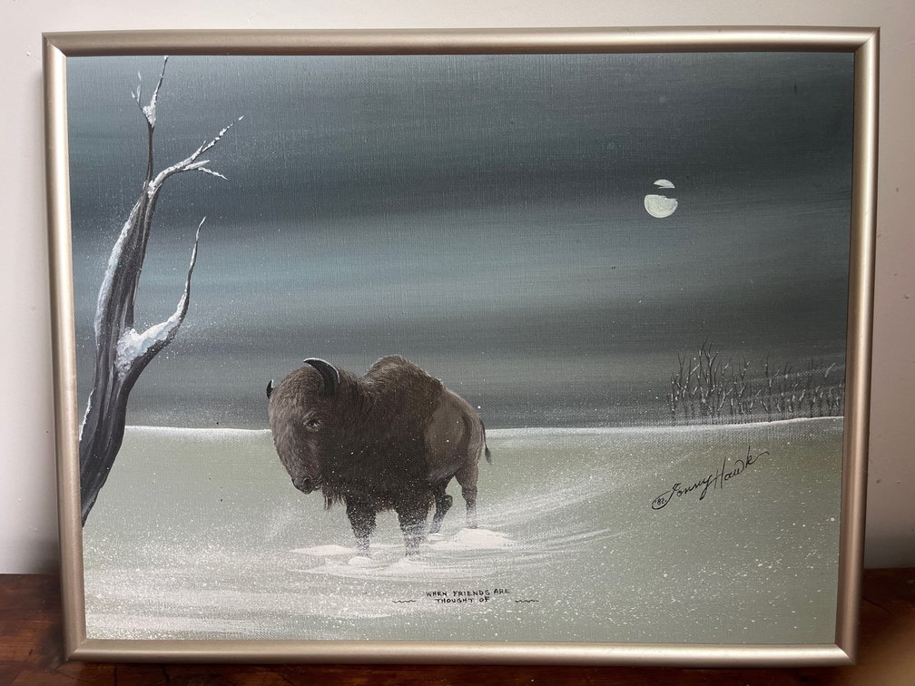 Vintage Original Bison Painting 