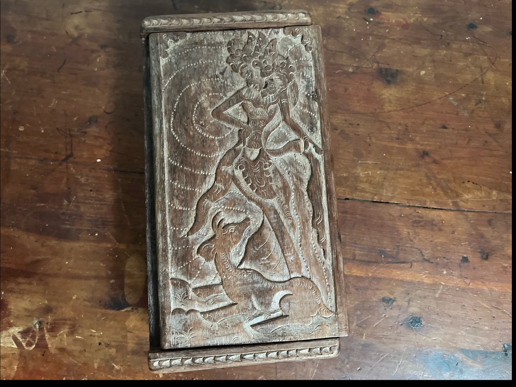 Wood Carved Goddess Box