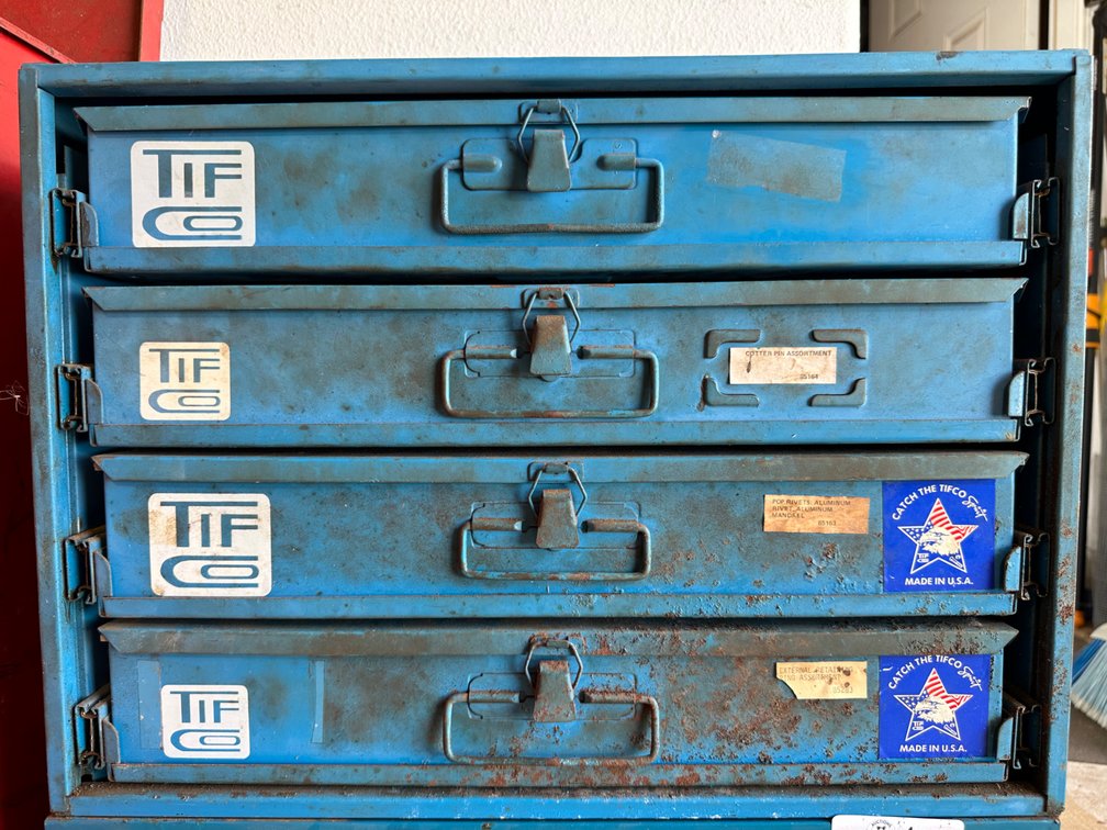 (X's 4) Tifco Industries Parts Drawer Cabinet with Contents - Four Drawers