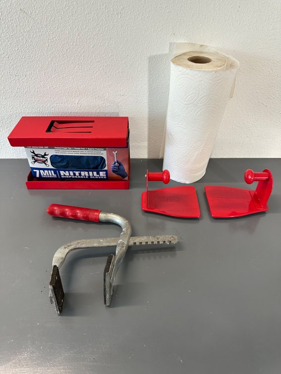Magnetic Glove Box and Paper Towel Holder with Battery Lifter/Carrier
