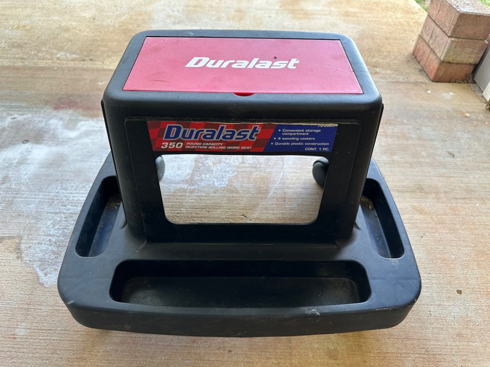 Duralast Plastic Rolling Seat with Storage 