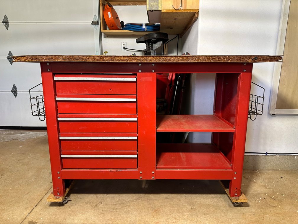  Sturdy Worktable with Wooden Surface, Drawers, and Shelves - Approx. 55" x 24" x 37"