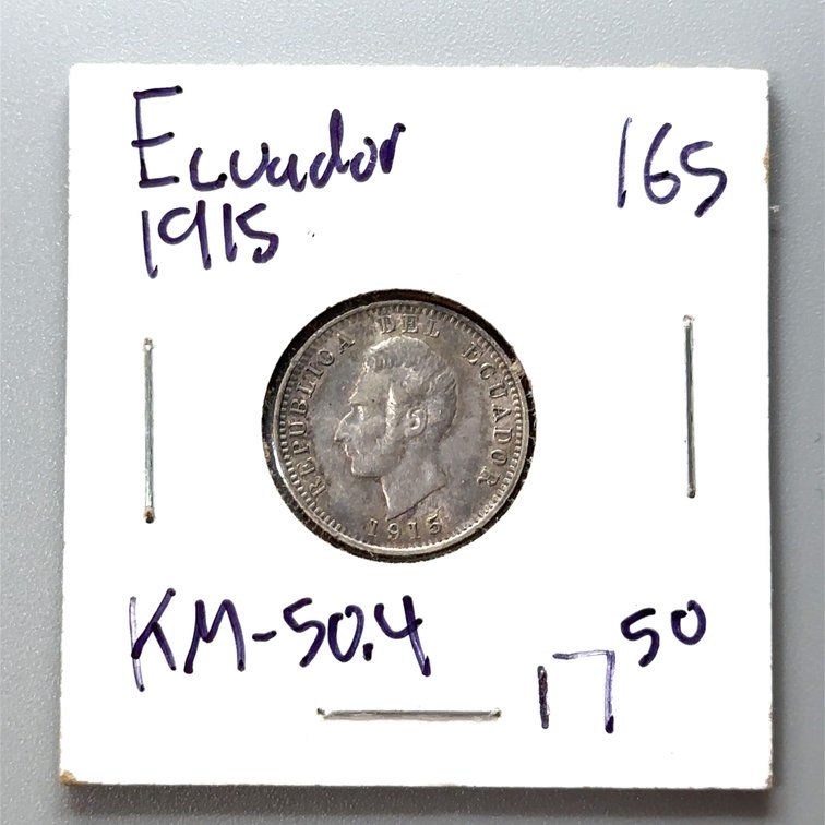 1915 Ecuador Decimo Sucre – KM# 50.4 – .900 Silver Coin with Original Luster