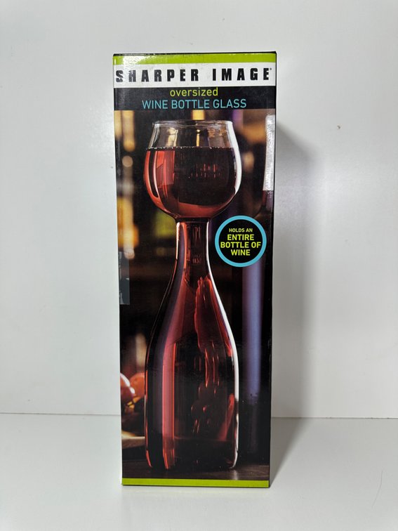 Sharper Image Oversized Wine Bottle Glass – New in Box – Perfect Gift for Wine Lovers!