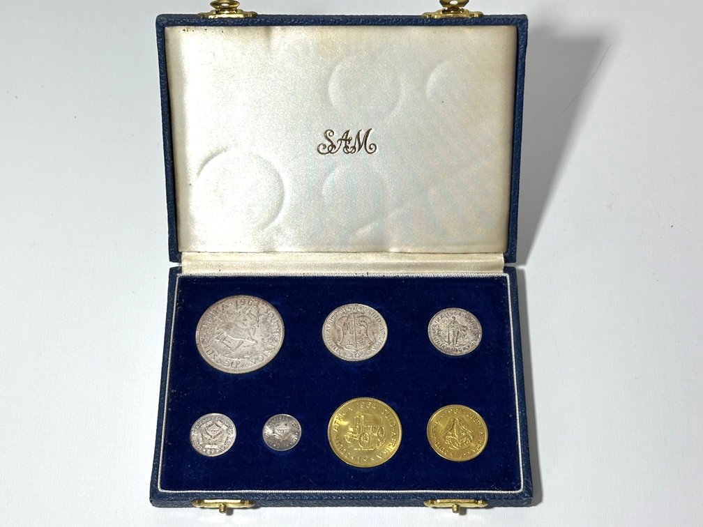 1964 South Africa Silver Proof Set – Original SAM Case, Colorfully Toned .500 Silver Coins