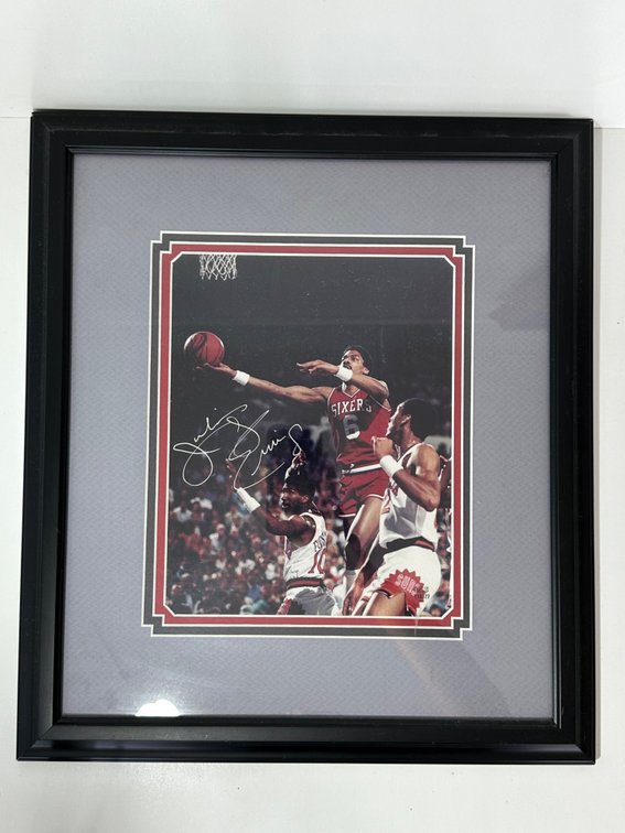 Framed Julius "Dr. J" Erving Signed Basketball Photo with COA – Field of Dreams #113877
