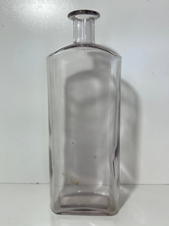 Clear Glass Bottle – Square Base with Flared Lip for Collectors
