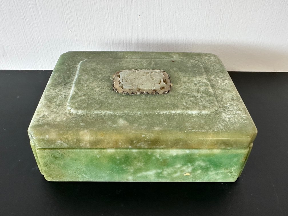 Beautiful Green Carved Decorative Box – “Made in Japan”
