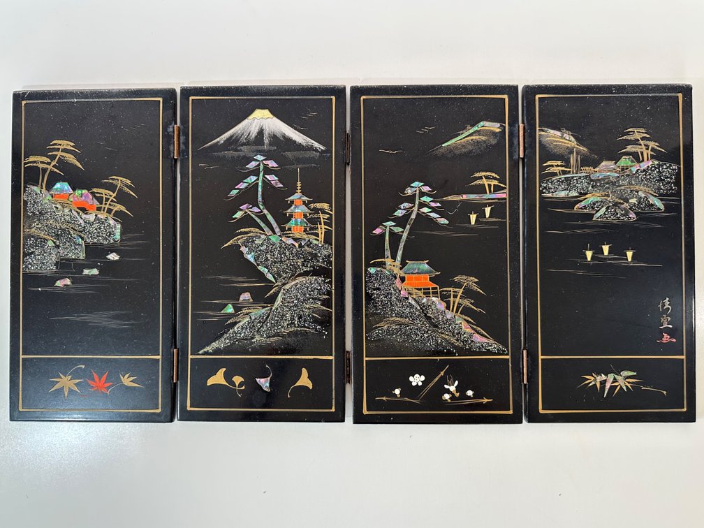 Japanese Mother of Pearl Inlay Folding Panel Art – Shirokiya