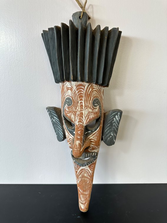 Hand-Carved New Guinea Tribal Mask