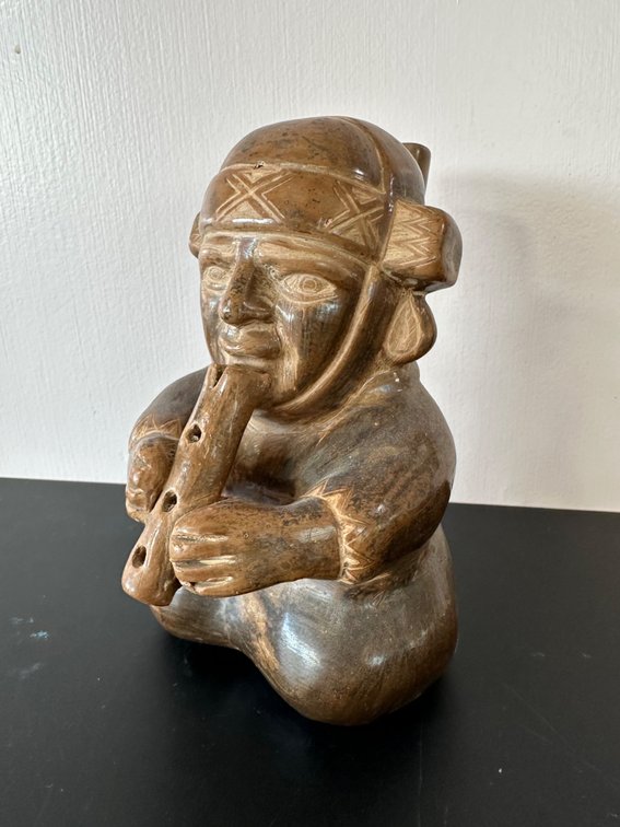 Peruvian Mud Sculpture – Flute Player Figure