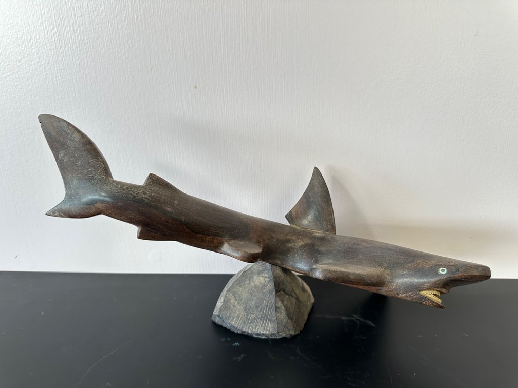 Hand-Carved Shark Sculpture – Zerecota Wood from BR Honduras 