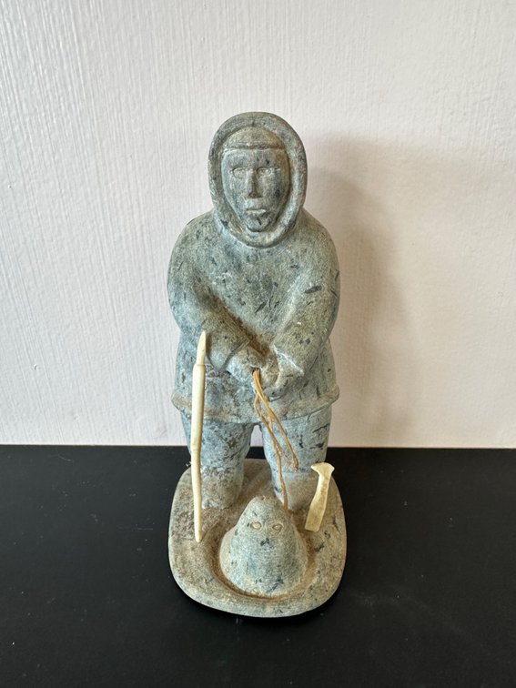 Northwest Territory Soapstone Carving – Inuit Fisherman Figure