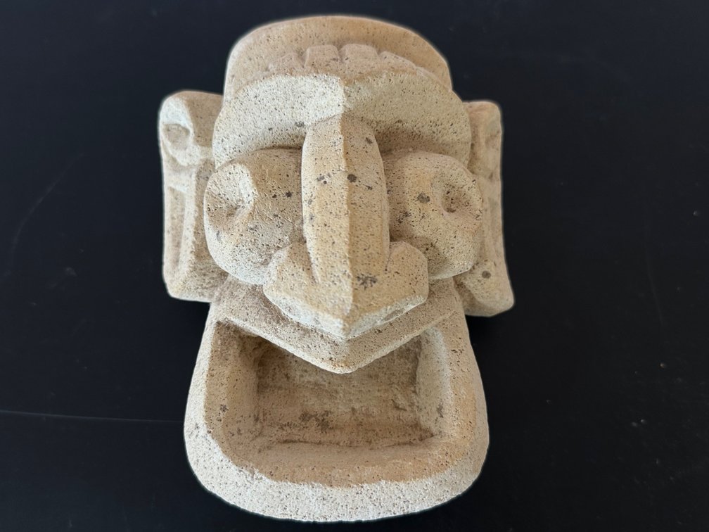 Hand-Carved Volcanic Stone Figure Bowl