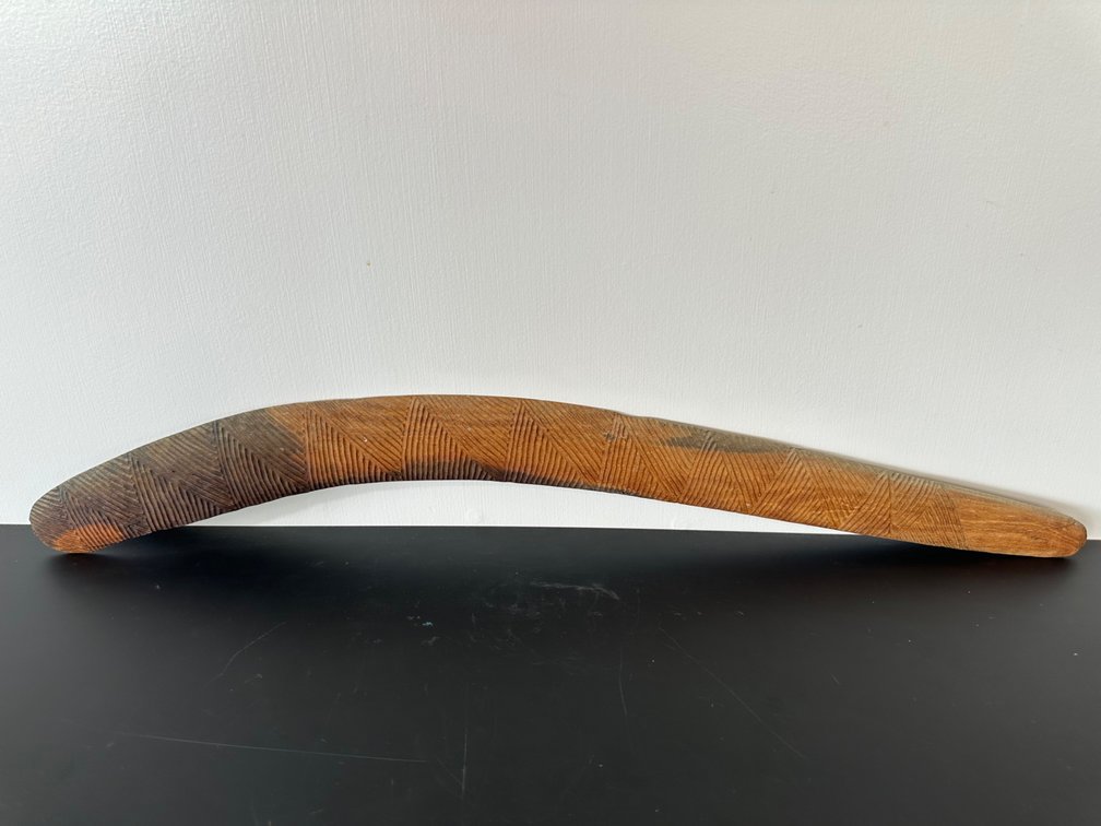 Hand-Carved Wooden Boomerang – Approx. 29" Long