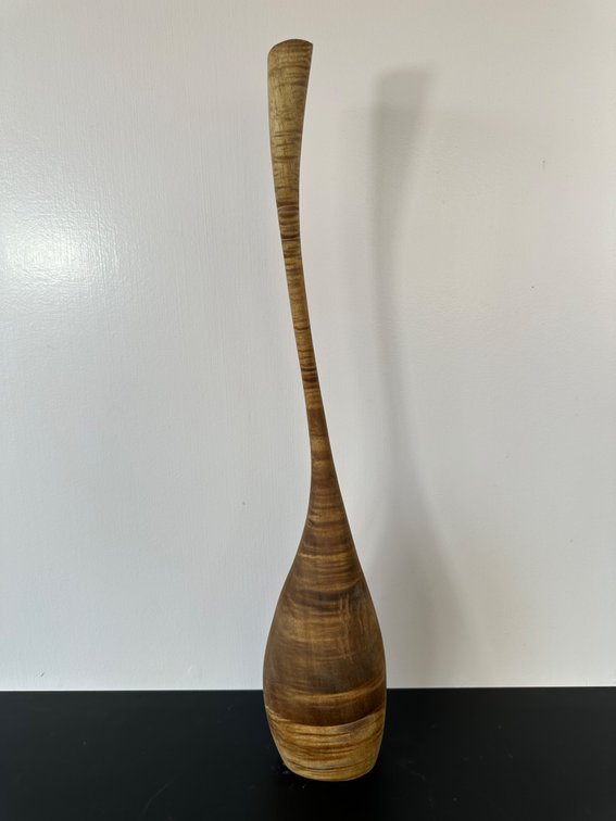 Tall Hand-Turned Wooden Art Vase – Sculptural Décor