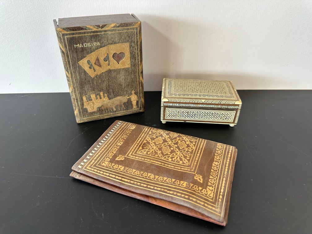 Unique Global Treasures – Wallet, Madeira Card Box and Egyptian Trinket Box