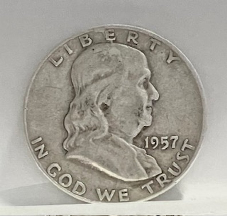 1957D Benjamin Franklin Silver Half Dollar