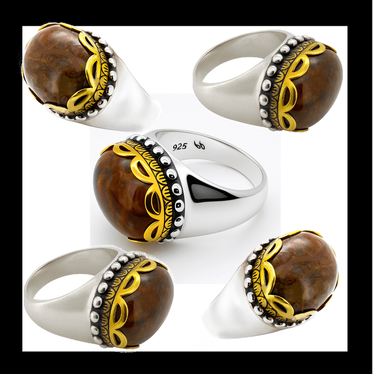 Boho Aritsan Jasper Ring  Size 8 1/4   13.02 Grams