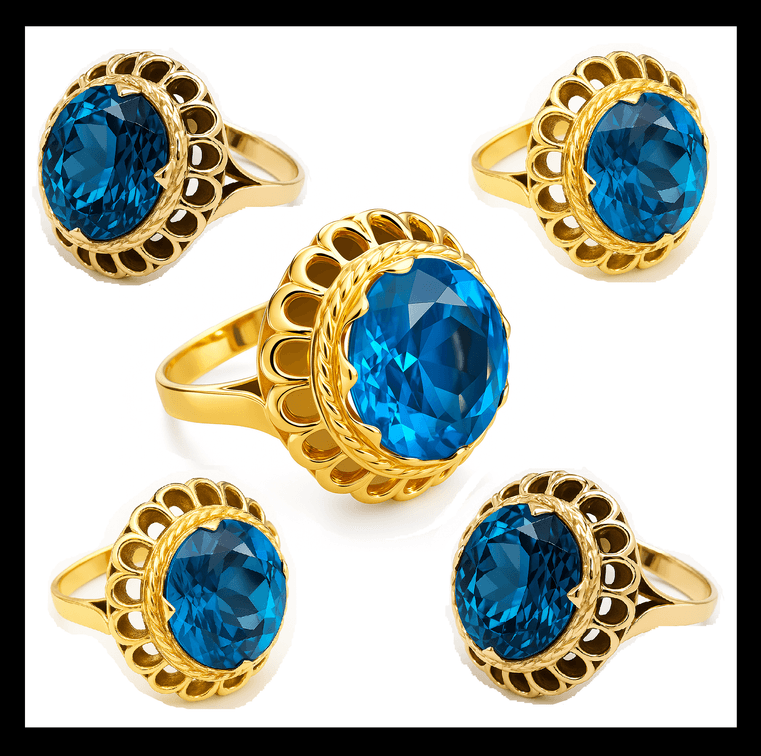  6.8 grams • 10K Gold Vintage Estate Ring • 12 mm London Blue Topaz • Heirloom Quality