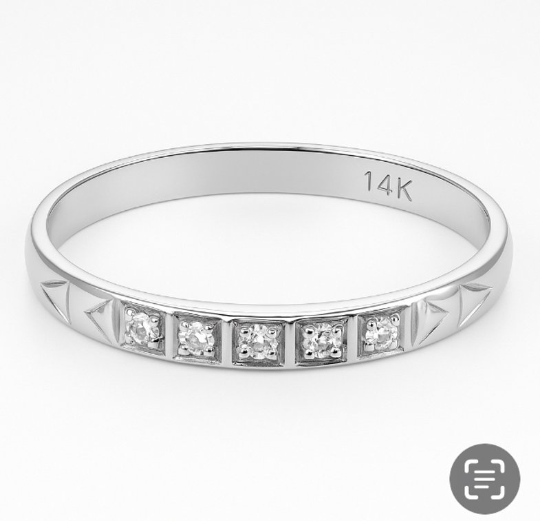 14K White Gold Diamond Band - Vintage Minimalist Ring - Size 7.25