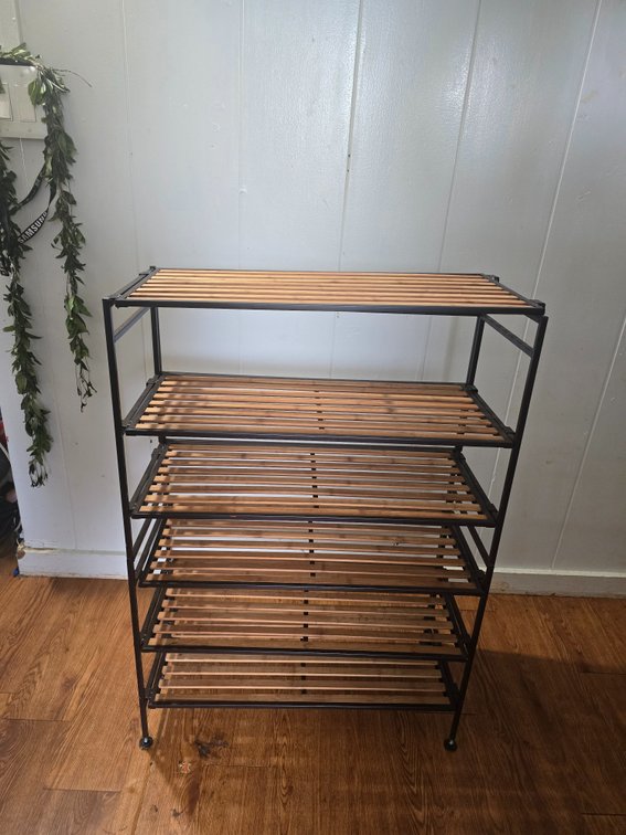 Bamboo & Metal Modular Shelving