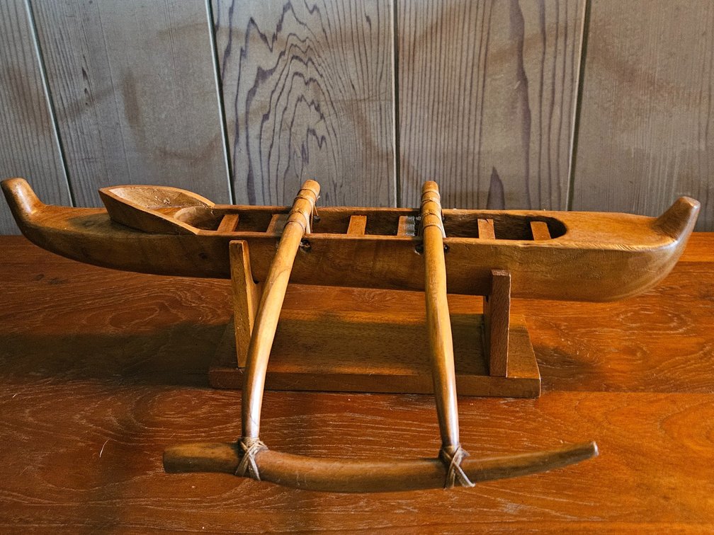 Koa wood outrigger canoe
