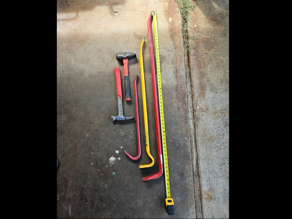 Crowbars and hammers.