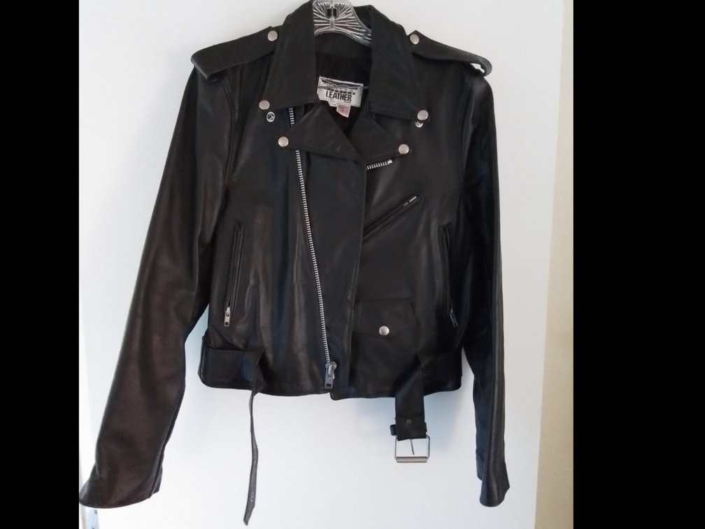 Leather biker black jacket ladies