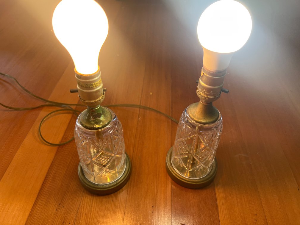 X2 Vintage Crystal cut glass lamps 