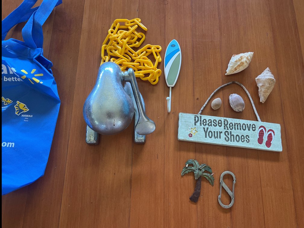 Fruit squeezer hook sign shells plstic chain 