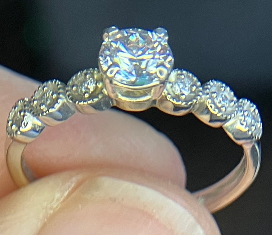NEW Over 1/2 Carat Center Stone Natural Mined Diamond with Diamond Accents set in 14K Solid White  Gold