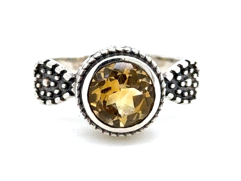 Sterling Silver Beer Quartz Ring – Size 10
