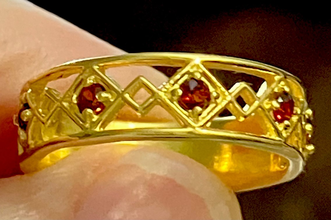 NEW 14K Vermeil with 5 Natural Garnets, Elegante!