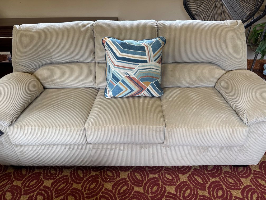 Brand New  Ashley Furniture Corduroy Cream Color Fabric Sofa