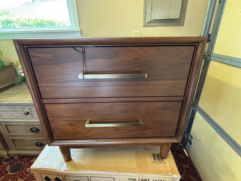 Brand New Brown Mid Century Modern Style Wood 2-Drawer Nightstand